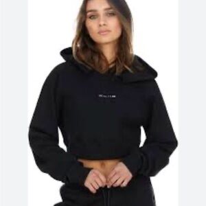 1017 ALXY 9SM Cropped Logo Hoodie M  Whimsigoth Edgy Streetwear Pockets Skater